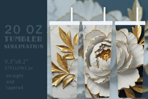 20 OZ Gold Leaf Peony Tumbler Wrap