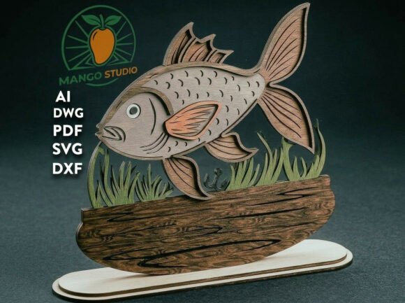 3D Layered Fish Decor: Multi-Layer Laser Art