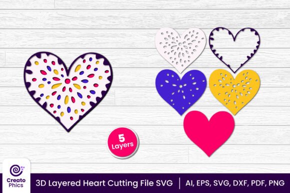 3d Layered Heart Cutting File SVG: Elevating Romantic Crafts with Dimensional Depth