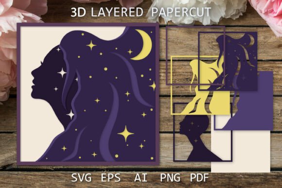 Elevating Digital Craftsmanship with the 3D Night Layered Paper Cut: Space Girl Collection