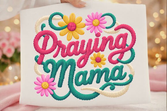 Elevating Faith-Based Apparel with the Faux Yarn Praying Mama Mother's Day PNG