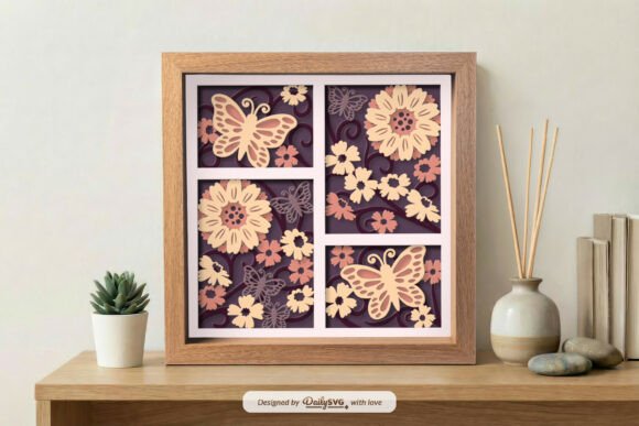 Flowers and Butterfly Shadow Box SVG: Bringing Nature to Life in 3D