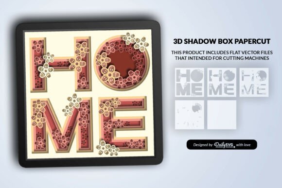 HOME of Flowers Layered Shadow Box SVG: A Strategic Approach to Elegant Wall Decor