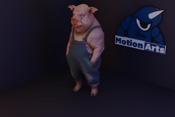 Humanized Pig Cartoon Style - Easy 3D Printing
