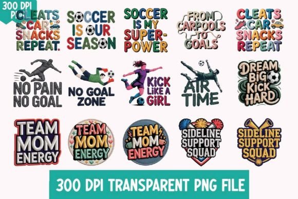 Transforming Sports Merchandise with the 15 Embroidery Soccer PNG Design Bundle