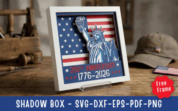 USA 250th Anniversary Shadow Box SVG