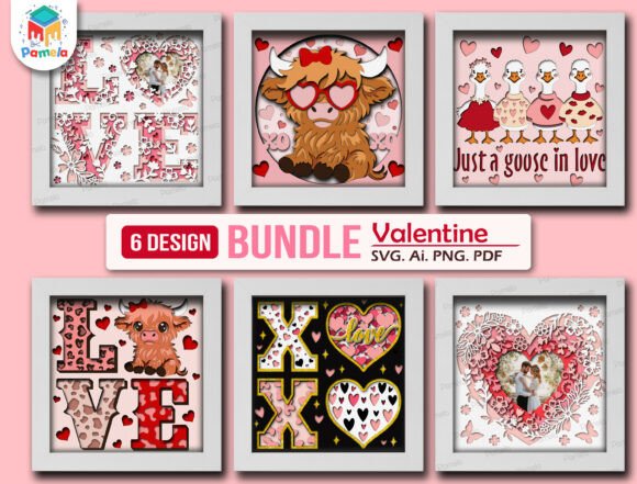 Valentine Shadow Box SVG Bundle: Elevating Handmade Gifts with Depth and Detail